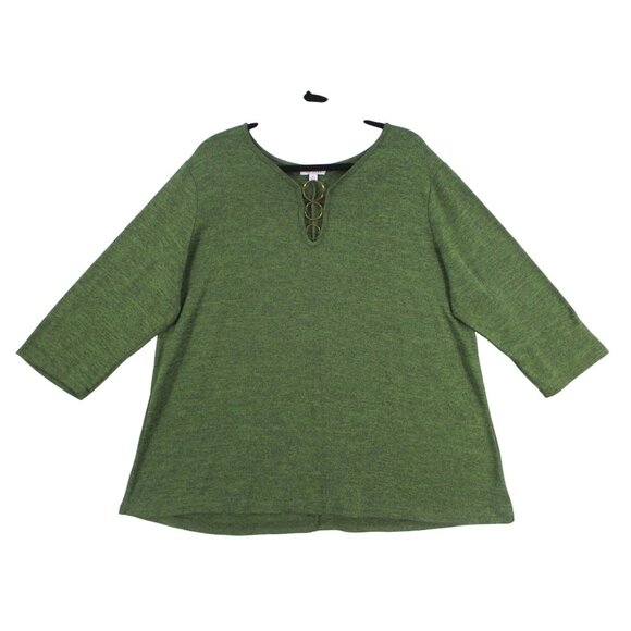 Cest La Vie Womens 3X Green Blouse Top With Gold Rings - Picture 1 of 8